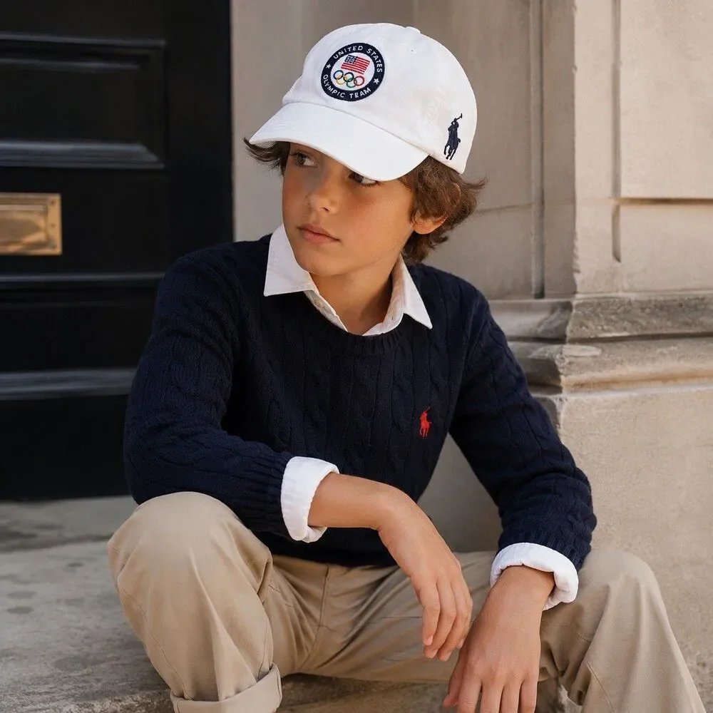 Polo Ralph Lauren Boys USA Olympic Team London 2012 White Cotton Cap Hat Sz 4-7